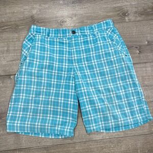 Lululemon Shorts Mens 36 Blue Plaid Golf Bermuda Chino Performance Stretch